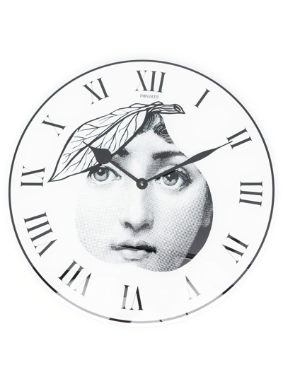 Fornasetti Face-print Wall Clock In White