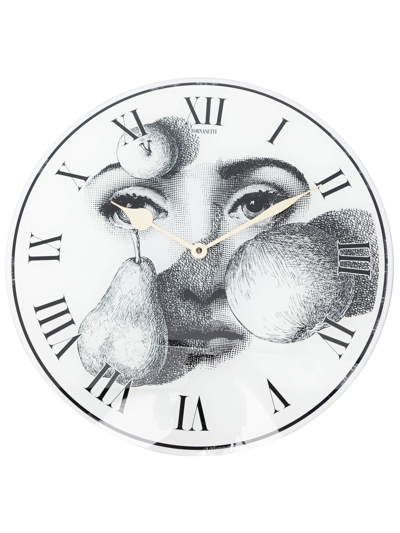 Fornasetti Face-print Wall Clock In Weiss