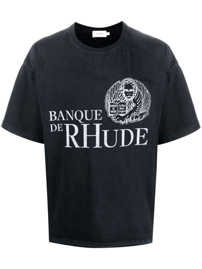 Rhude Banque De  T-shirt In Black