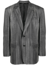 Versace Pastel Pinstripe Wool Blazer In Grey