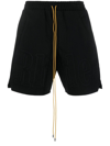 RHUDE EXTENDED DRAWSTRING WAIST SHORTS