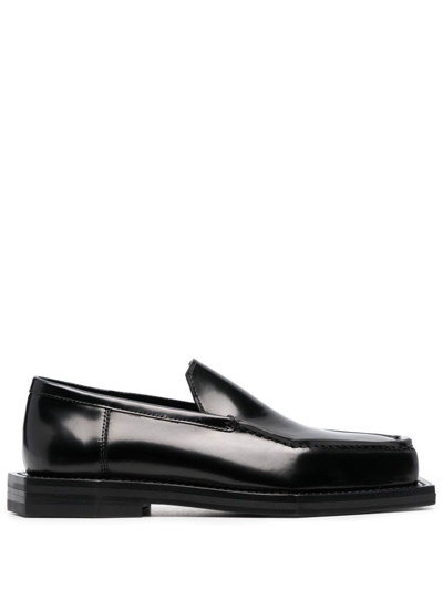 Coperni Square-toe Polished-finish Loafer In Black