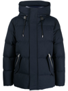 Mackage Logo-patch Zip-up Padded Coat In Blue