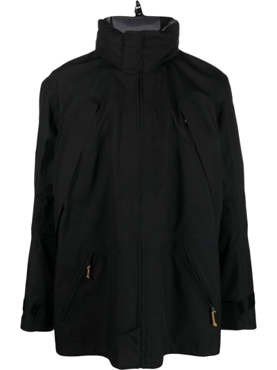 Gr10k High-neck Zip-fastening Parka Jacket In Black