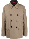 Fay Padded Double-breasted Jacket In Neutrals