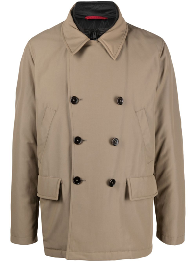 Fay Padded Double-breasted Jacket In Neutrals