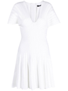 Balmain Pleated Mesh Mini Dress In White