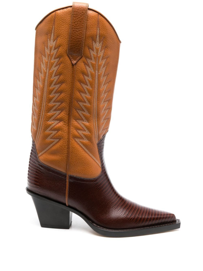 Paris Texas 60mm Pointed Leather Boots In Brown