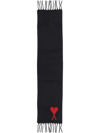 Ami Alexandre Mattiussi Ami De Caur Wool-blend Scarf In Black