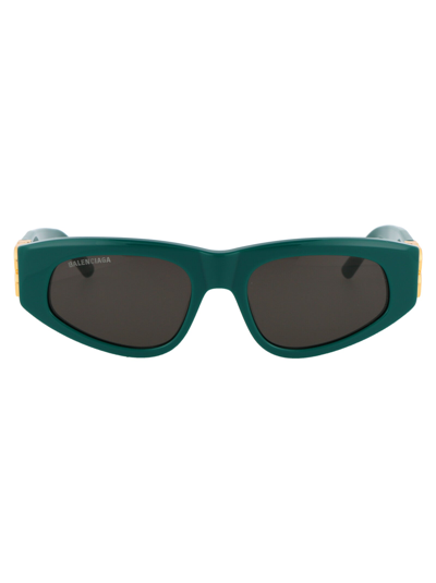 Balenciaga Bb0095s Green Sunglasses In 005 Green Gold Grey