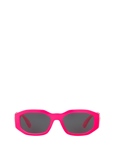Versace Eyewear Rectangular Frame Sunglasses In Fuchsia / Gray