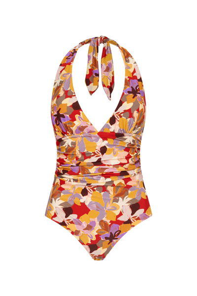 Rebecca Vallance Santiago Halter One-piece Swimsuit In Print