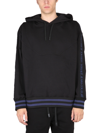 Versace Jeans Couture Solid Black Hoodie With Drawstring In Nero