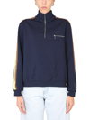 Tory Burch Sweatshirt With Front Zipper In Blue