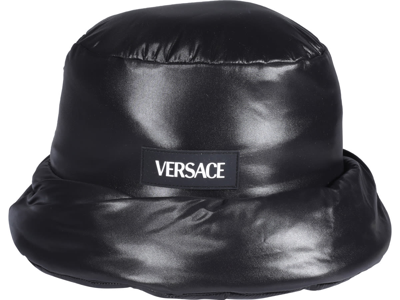 Versace Logo Bucket Hat In Black