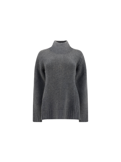 Jil Sander Turtleneck Sweater In Grey Melange