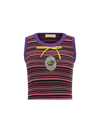 Cormio Multi Color Multicolor Cropped Striped Knit Top In Rose
