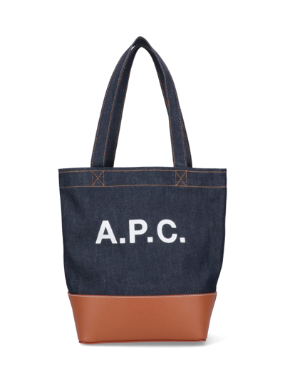 Apc Axelle Denim Tote Bag In Brown