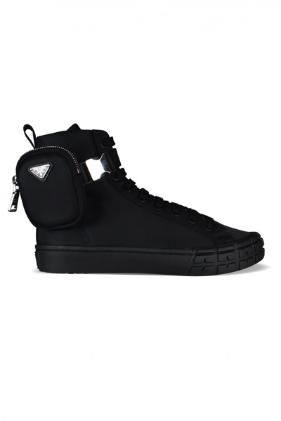 Prada Wheel High Top Sneakers In Black