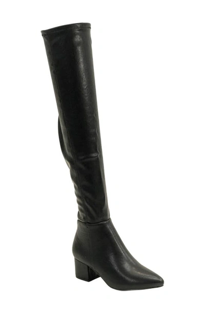 Chase & Chloe Wynter Over The Knee Boot In Black Pu