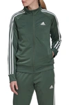 Adidas Originals Warm-pp Tricot Slim 3-stripes Track Jacket In Green Oxide/ White