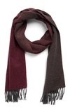 Hickey Freeman Cashmere Ombre Fringe Scarf In Bordeaux