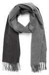 Hickey Freeman Cashmere Ombre Fringe Scarf In Grey