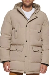 Dockers Arctic Hooded Quilted Puffer Jacket In Khaki