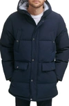 Dockers Arctic Hooded Quilted Puffer Jacket In Navy