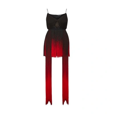 David Koma Gradient Mini Cami Dress In Black Red