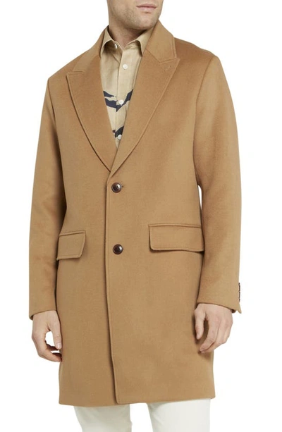 Ted Baker Raydon Single Breasted Wool Coat In Tan