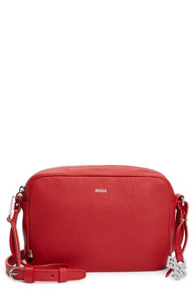 Hugo Boss Scarlet Leather Crossbody Bag In Bright Red