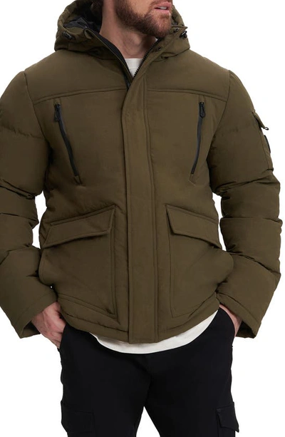 Noize Midweight Hooded Puffer Jacket In Green