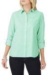 Foxcroft Cole Roll Sleeve Button-up Shirt In Sea Mist