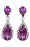 Savvy Cie Jewels Gemstone Double Drop Earrings In Purple