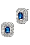Savvy Cie Jewels Halo Stud Earrings In Blue