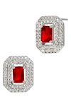 Savvy Cie Jewels Halo Stud Earrings In Red