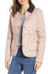Barbour Deveron Diamond Quilted Jacket In Pi12 Pale Pink Ice White