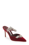 MANOLO BLAHNIK LURUM CRYSTAL LEAF POINTED TOE MULE