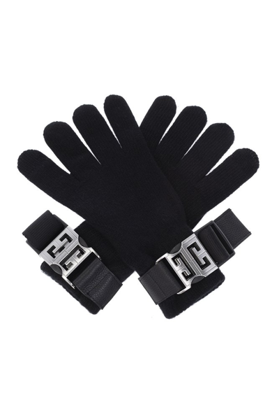 Givenchy 4g Buckle Strap Detail Gloves In Black