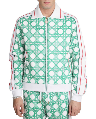 Casablanca Wool-blend Monogram Denim Jacket In Green