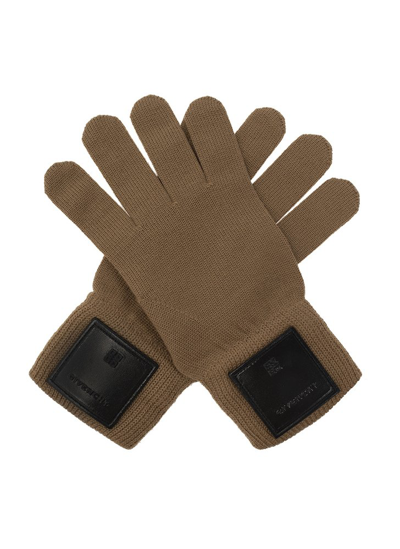 Givenchy Logo Patch Gloves In Brown