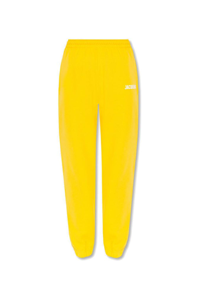 Jacquemus Logo Print Elasticated Waistband Track Trousers In Yellow