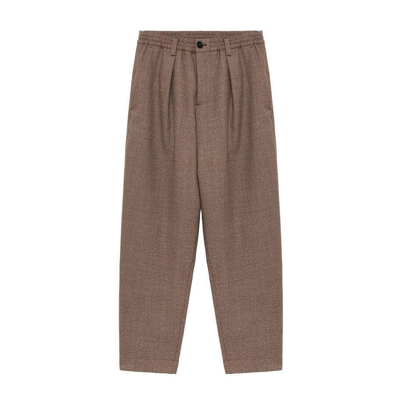 Marni Straight-leg Wool Trousers In Brown