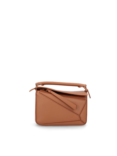 Loewe Mini Puzzle Leather Top Handle Bag In Brown