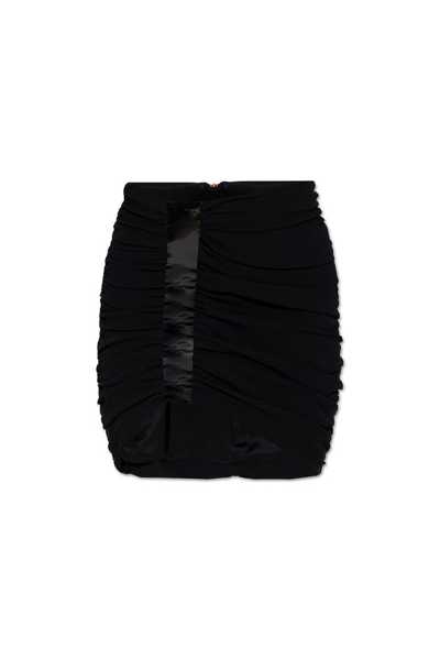 Balmain High-waisted Gathered Skirt In Black