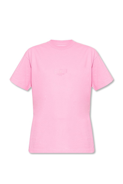 Balenciaga Bb Logo Printed Crewneck T In Pink