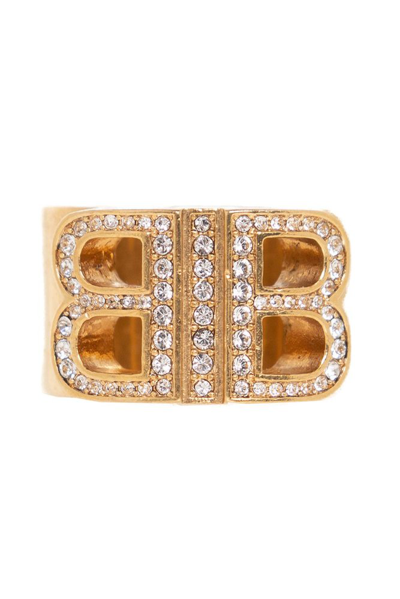 Balenciaga Gold Crystal Bb 2.0 Ring