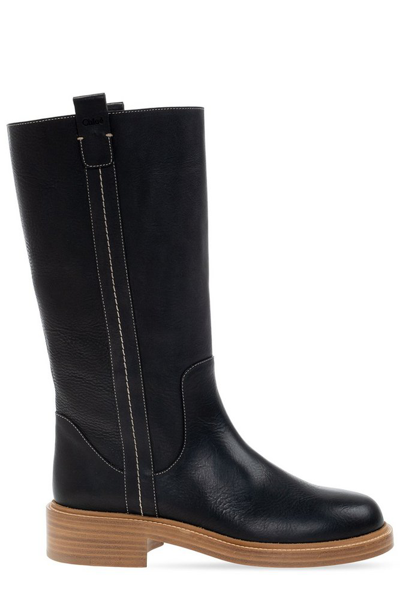 Chloé Edith 15mm Calfskin Boots In Black