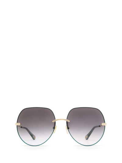 Chloé Eyewear Round Frame Sunglasses In Gold